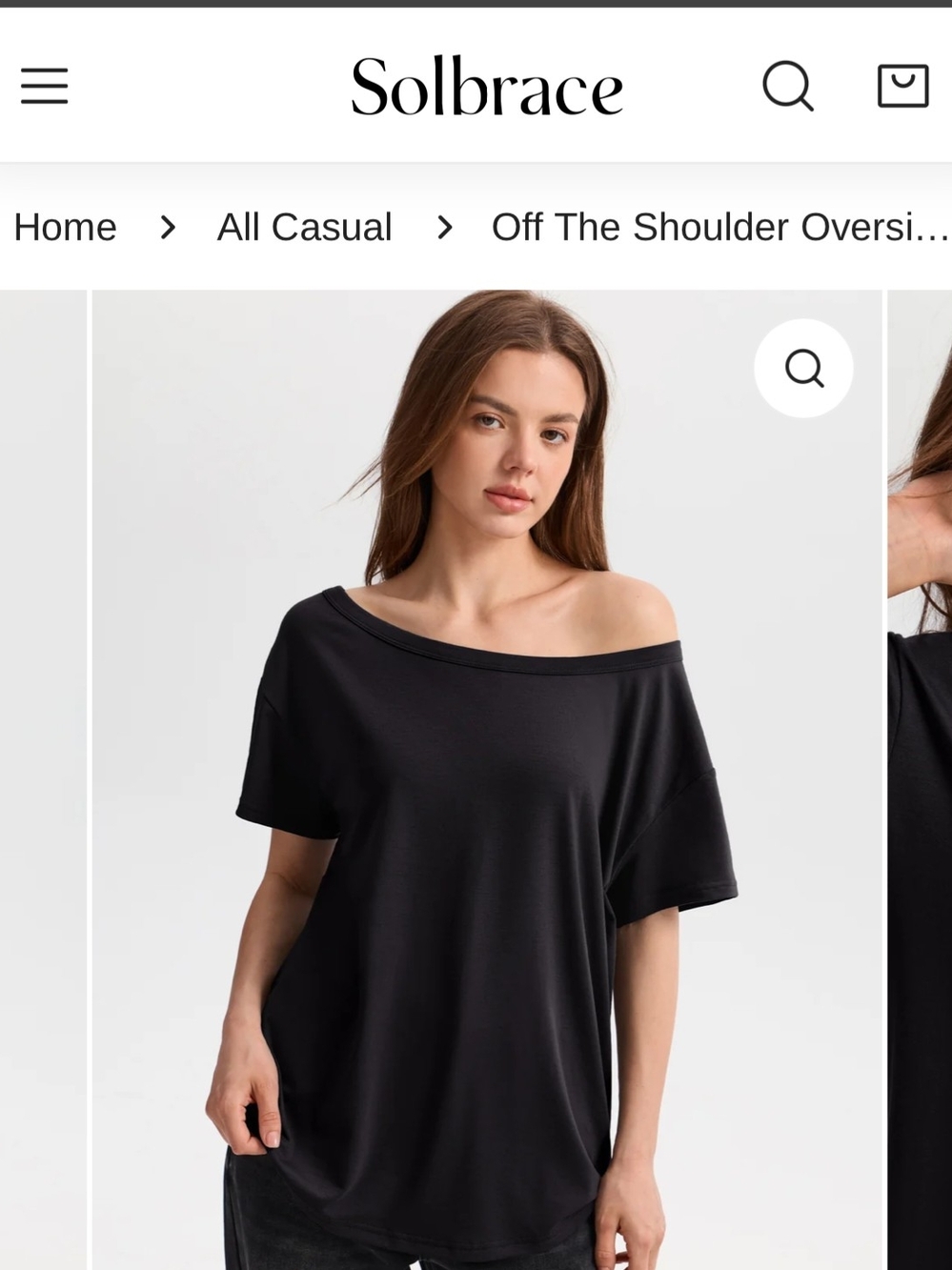 Off-the-Shoulder Black Short Sleeve Top